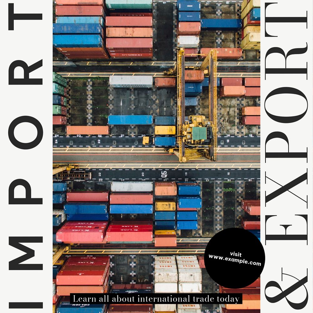 Import & export trade Facebook post template, editable social media ad