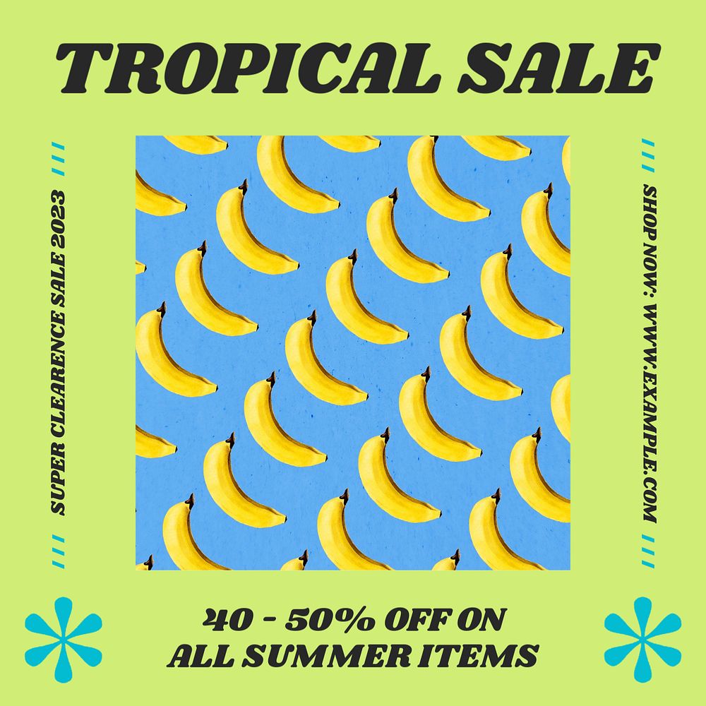 Tropical sale Facebook post template, editable social media ad