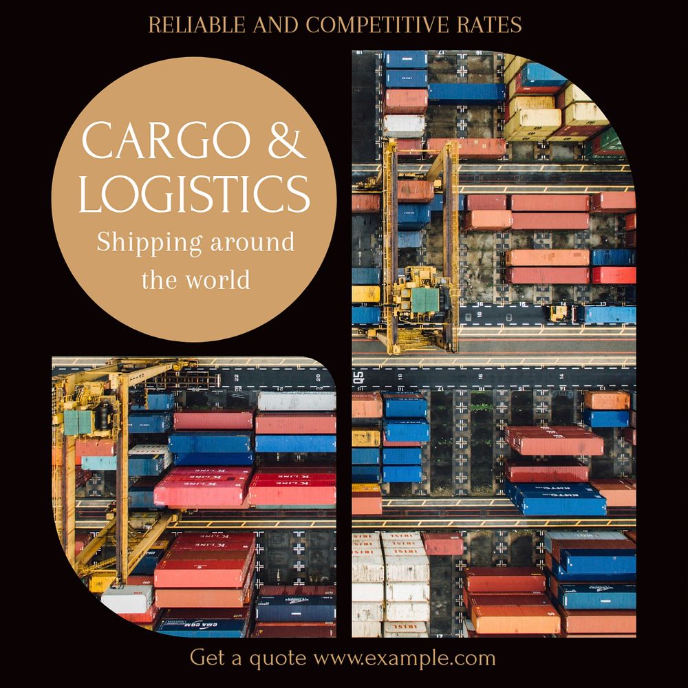 Cargo & logistics Facebook post template, editable social media ad