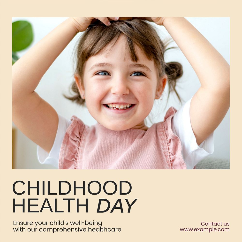 Childhood health day Facebook post template, editable social media ad