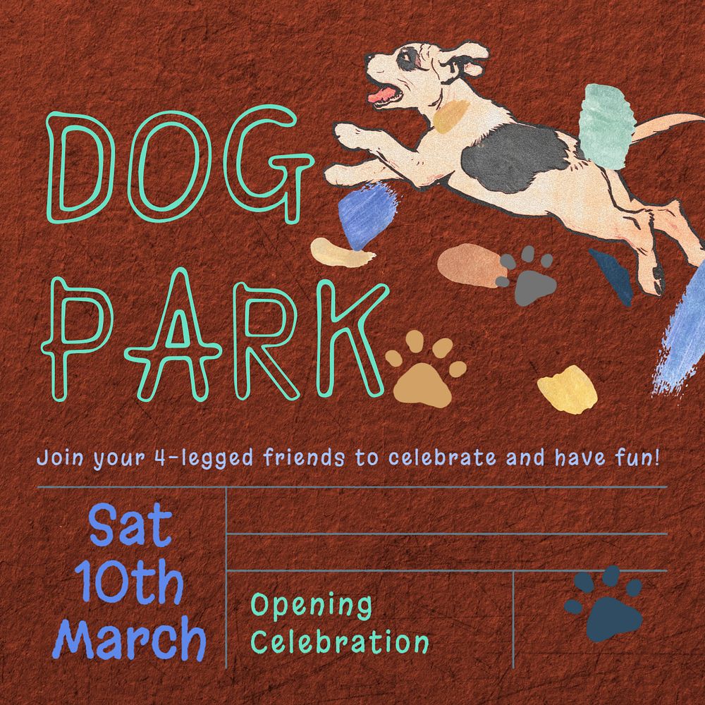 Dog park Instagram post template, editable design