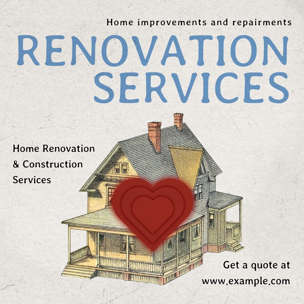 Renovation services Instagram post template, editable design