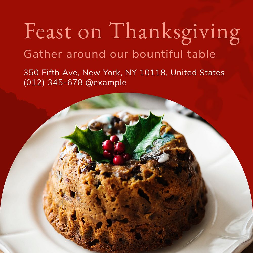 Thanksgiving dinner holiday Facebook post template, editable social media ad