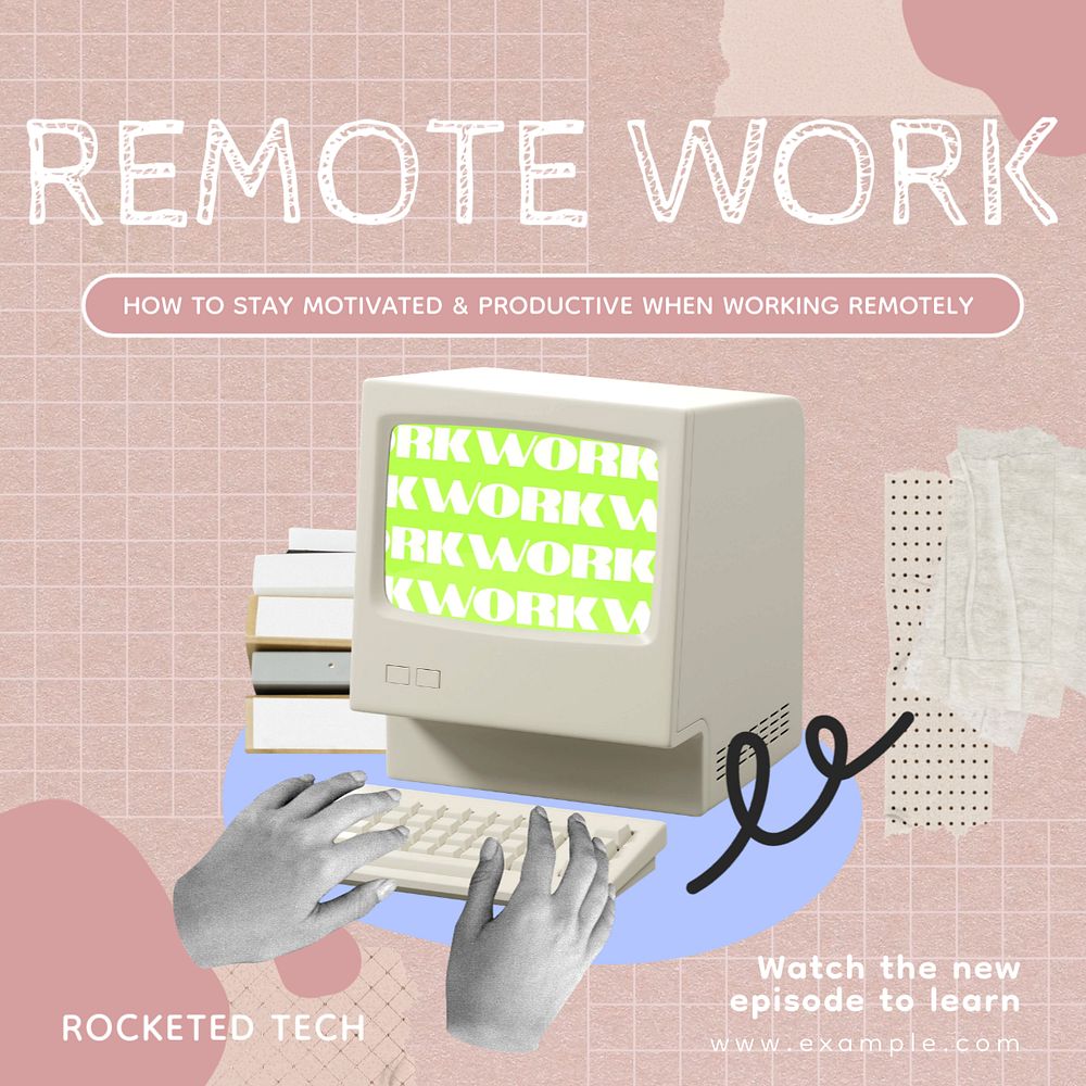 Remote work Instagram post template, editable design