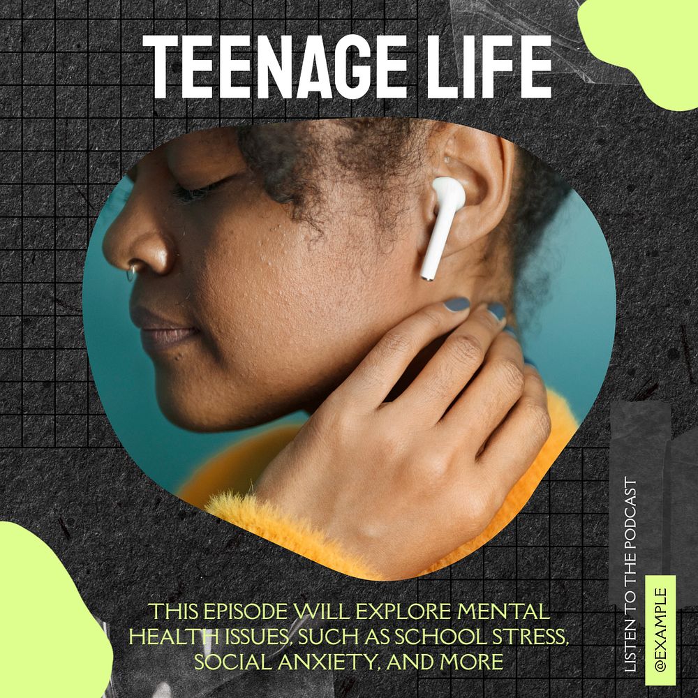 Teenage life Facebook post template, editable design