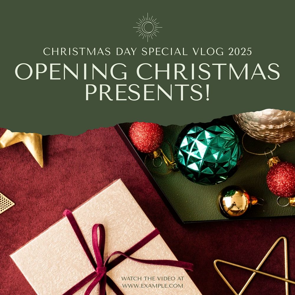 Christmas present opening Facebook post template, editable social media ad