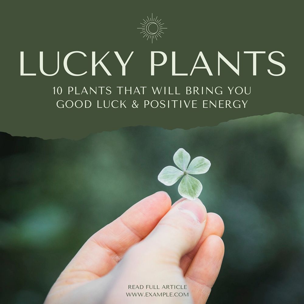 Lucky plants Facebook post template, editable social media ad