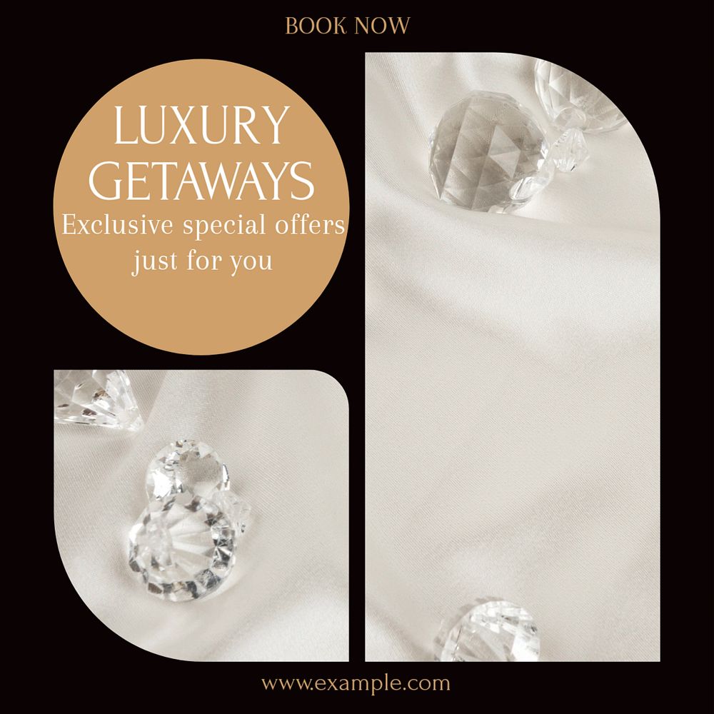 Luxury getaway Facebook post template, editable social media ad