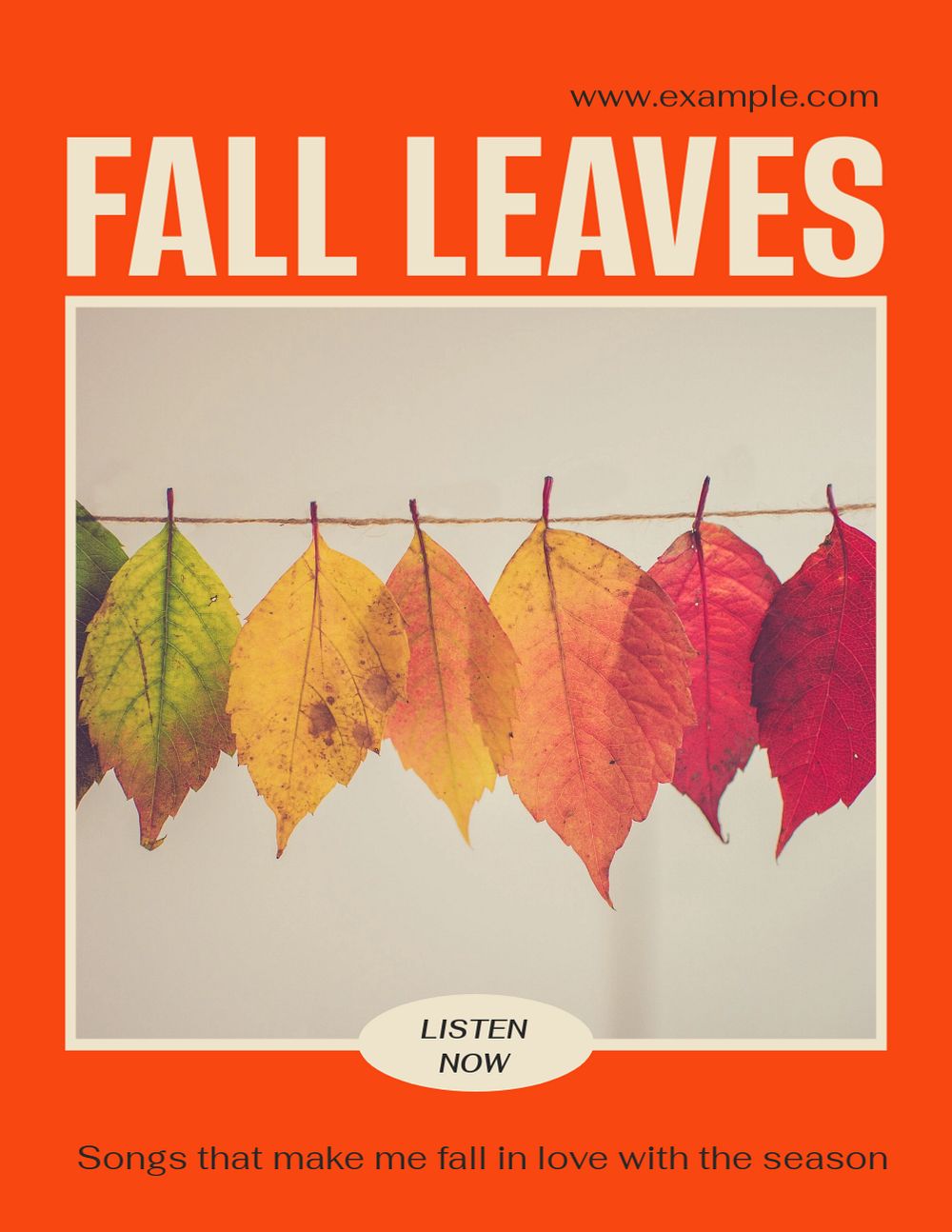 Fall playlist flyer template, editable ad