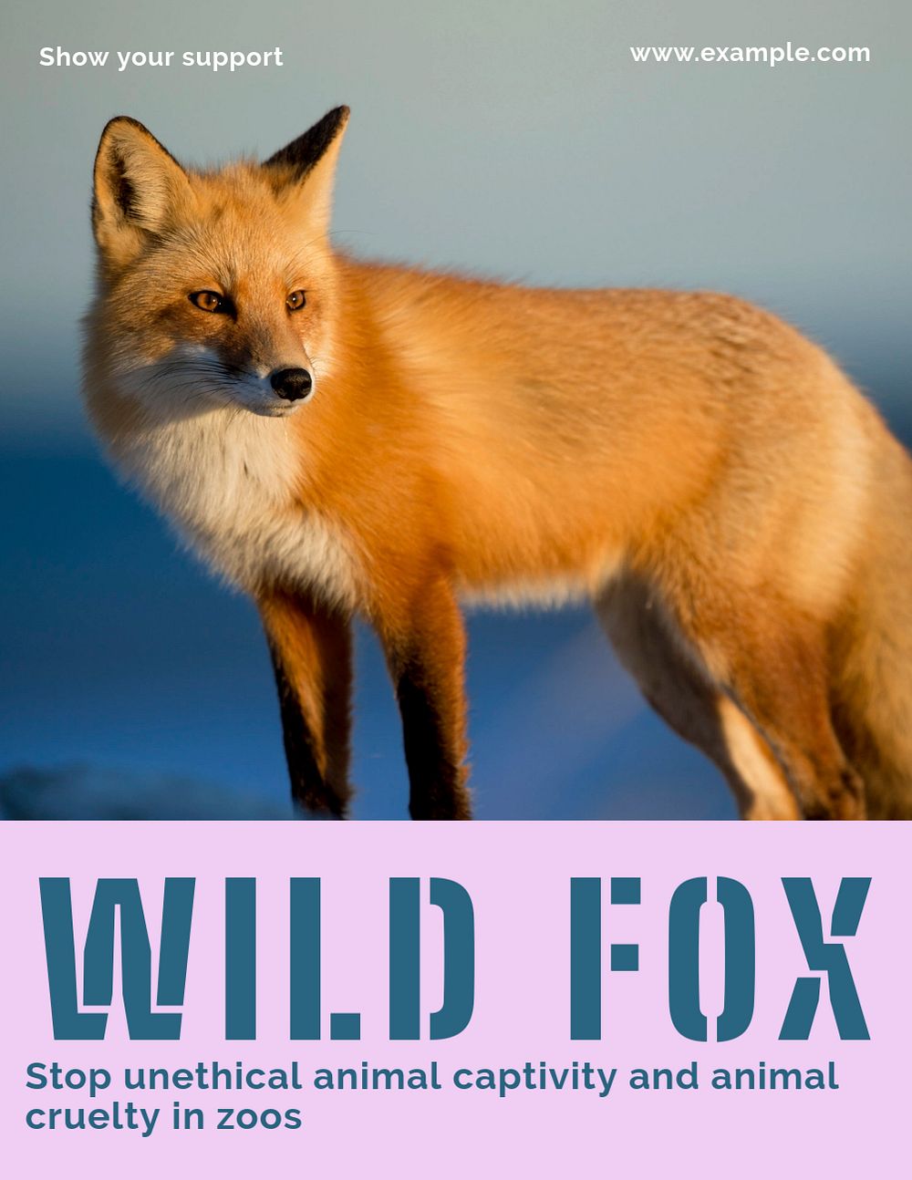 Wild fox flyer template, editable ad