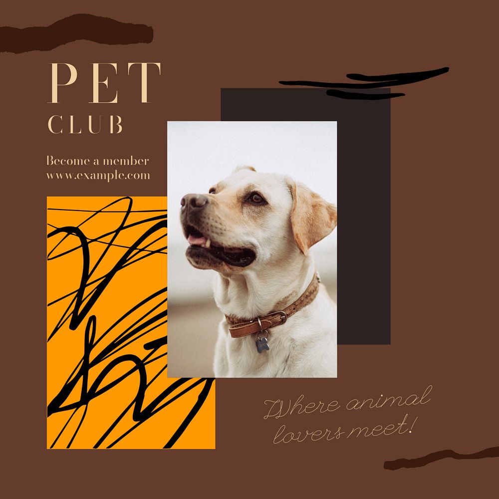 Pet club Facebook post template, editable social media ad