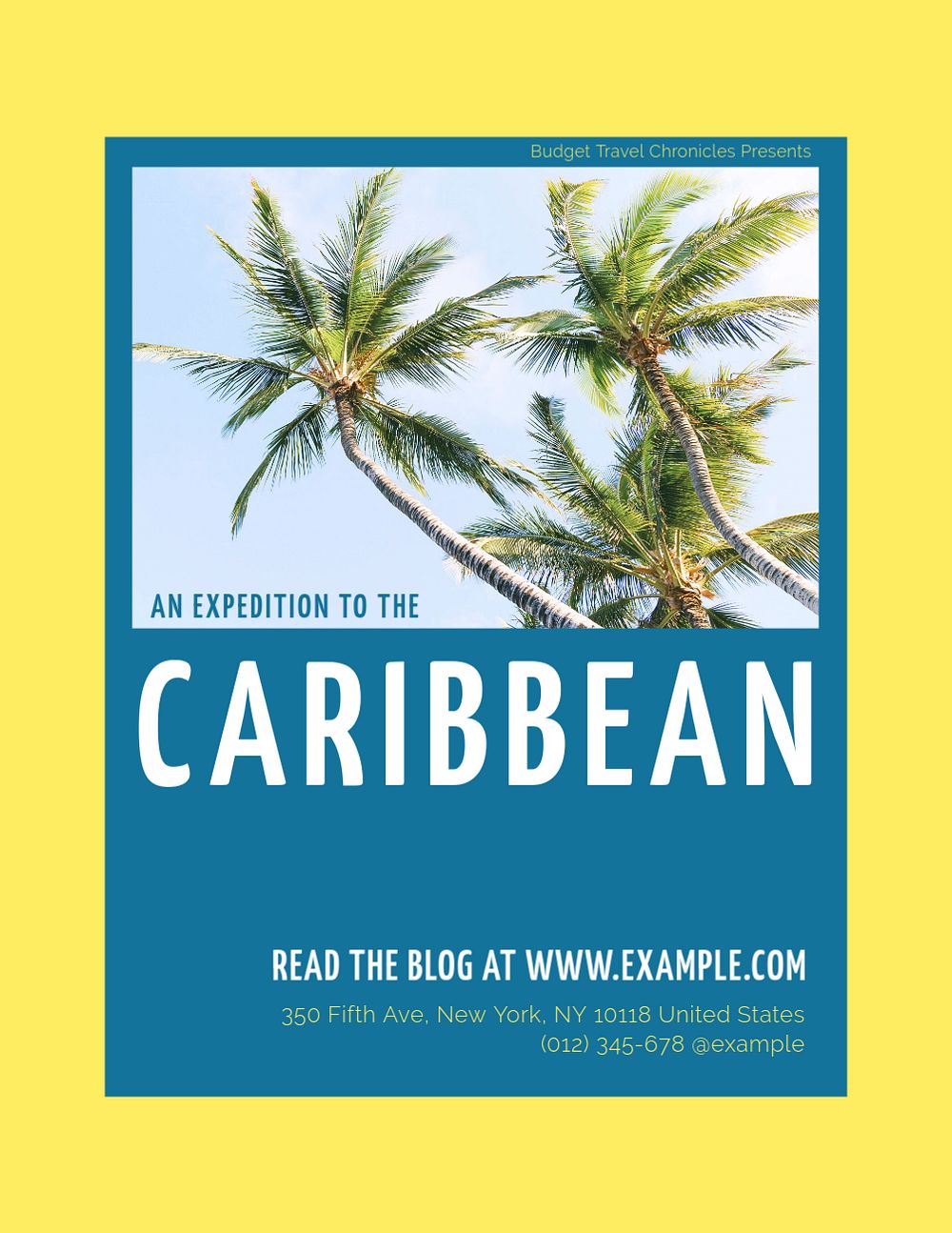 Caribbean travel tourism flyer template, editable ad