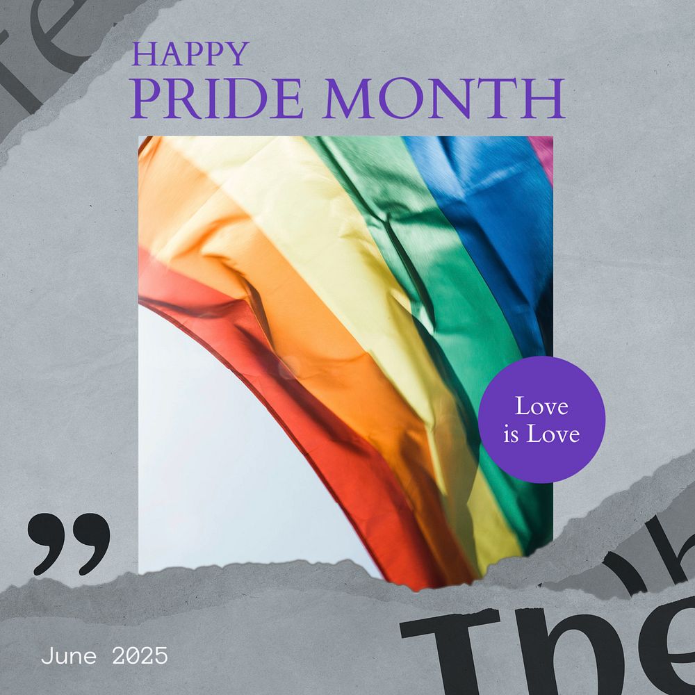 Pride month Facebook post template, editable social media ad