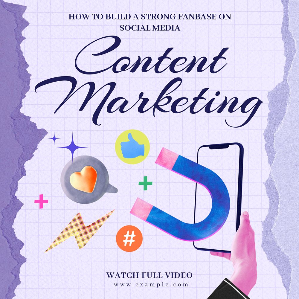 Content marketing Instagram post template, editable design