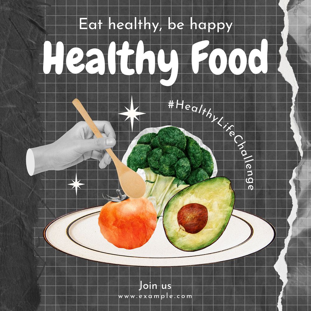 Healthy food Instagram post template, editable text