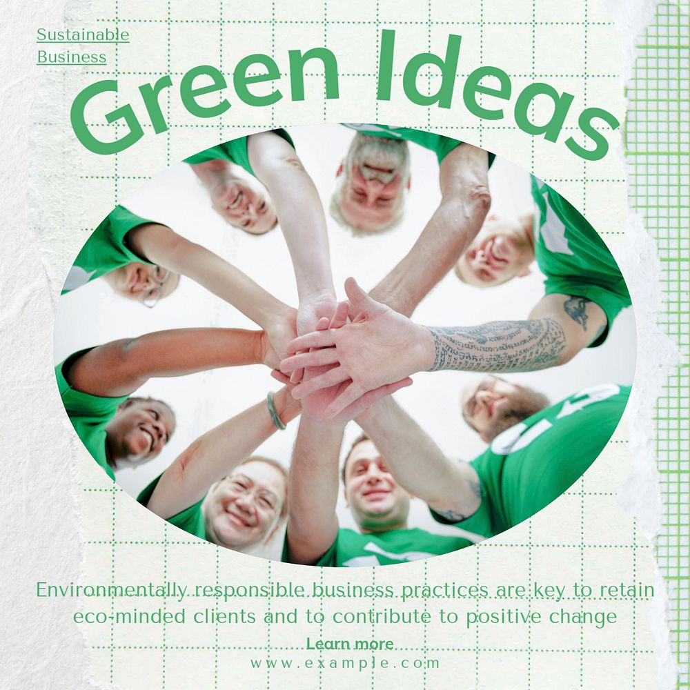 Green ideas Instagram post template, editable text