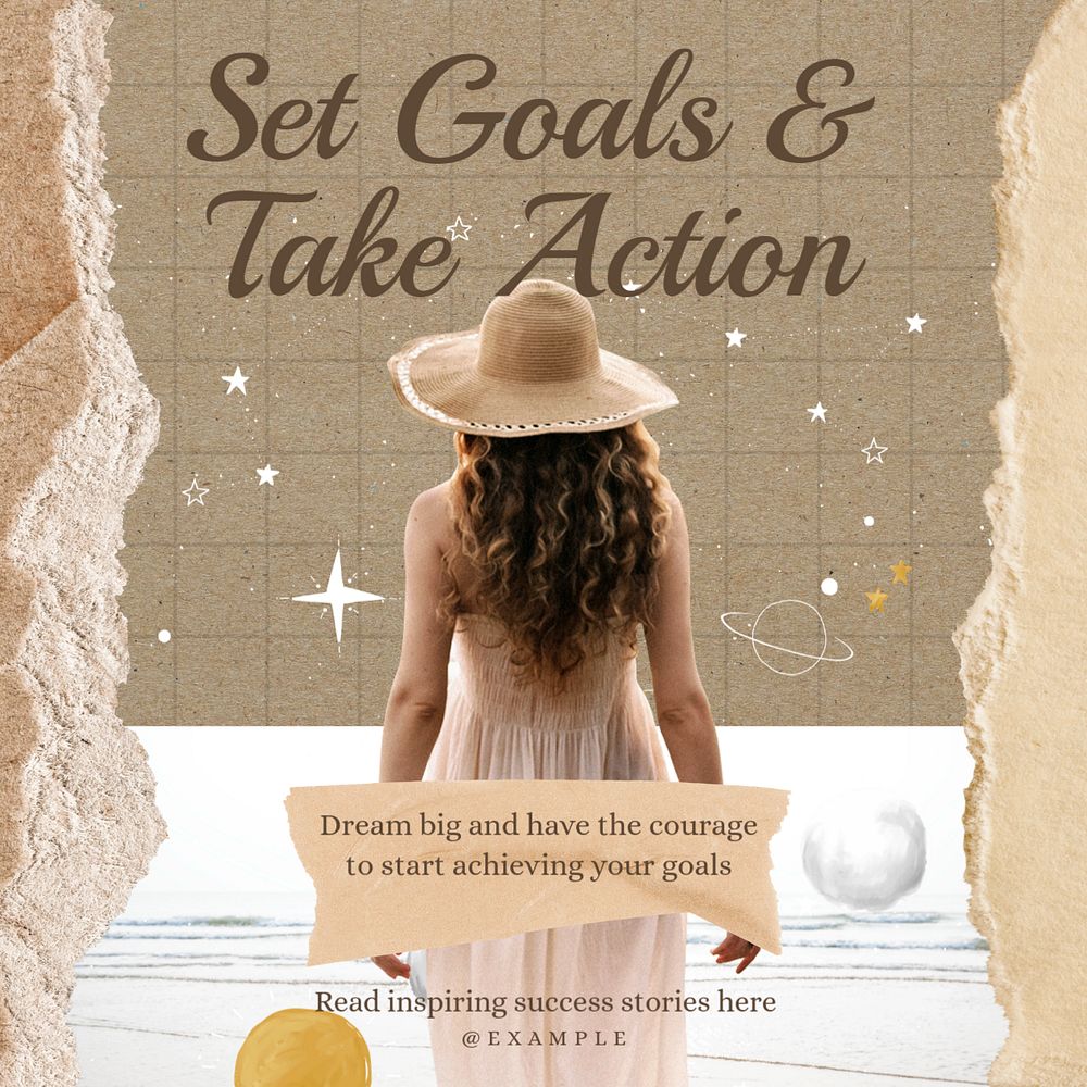 Goals & action Instagram post template, editable design