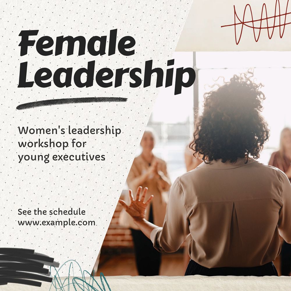 Female leadership Instagram post template, editable text