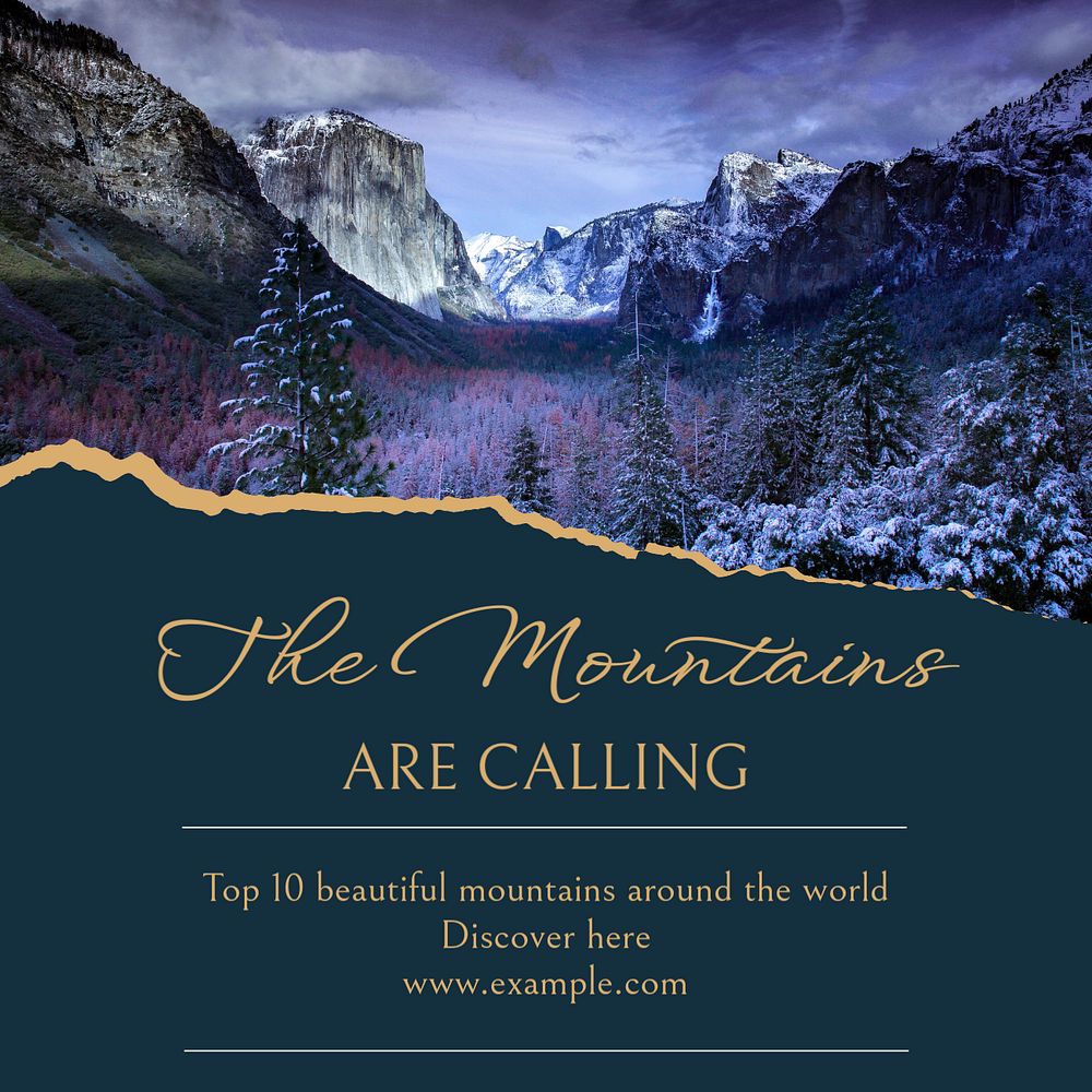 Mountain travel Facebook post template, editable social media ad