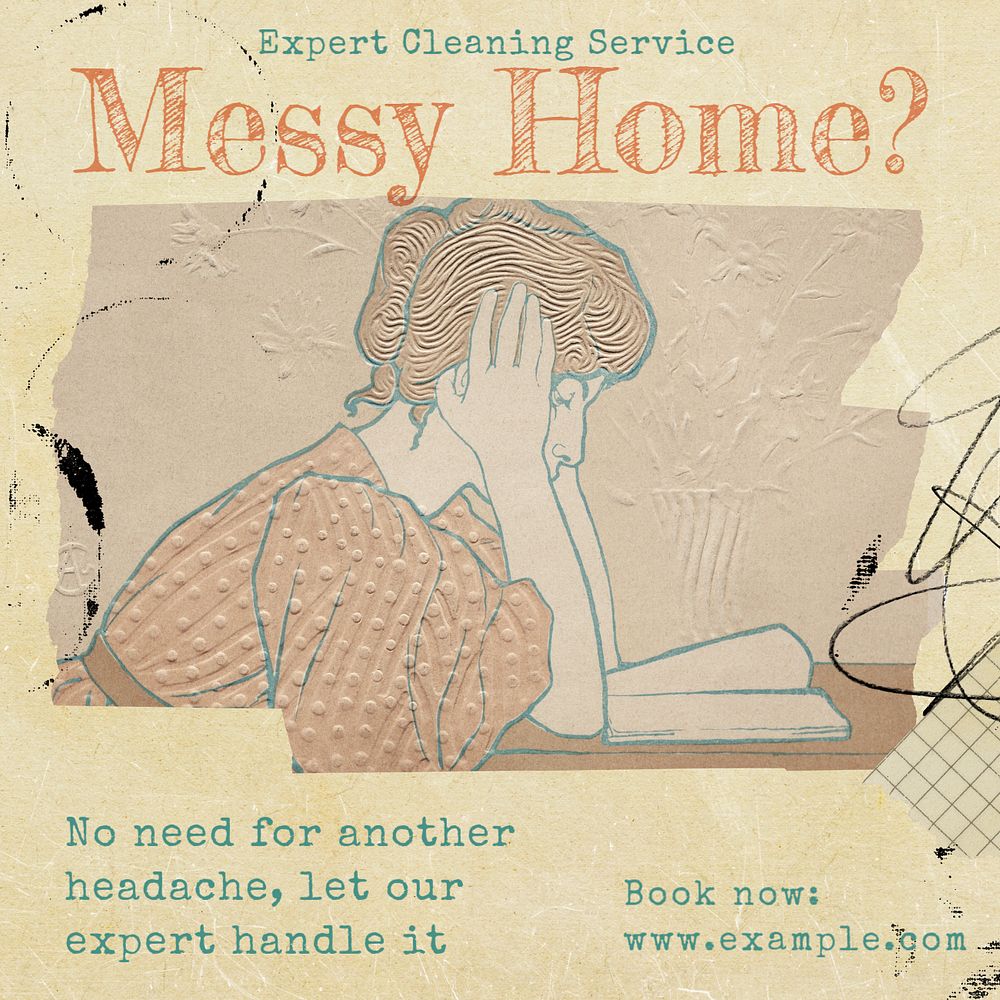 Cleaning service Facebook post template, editable design