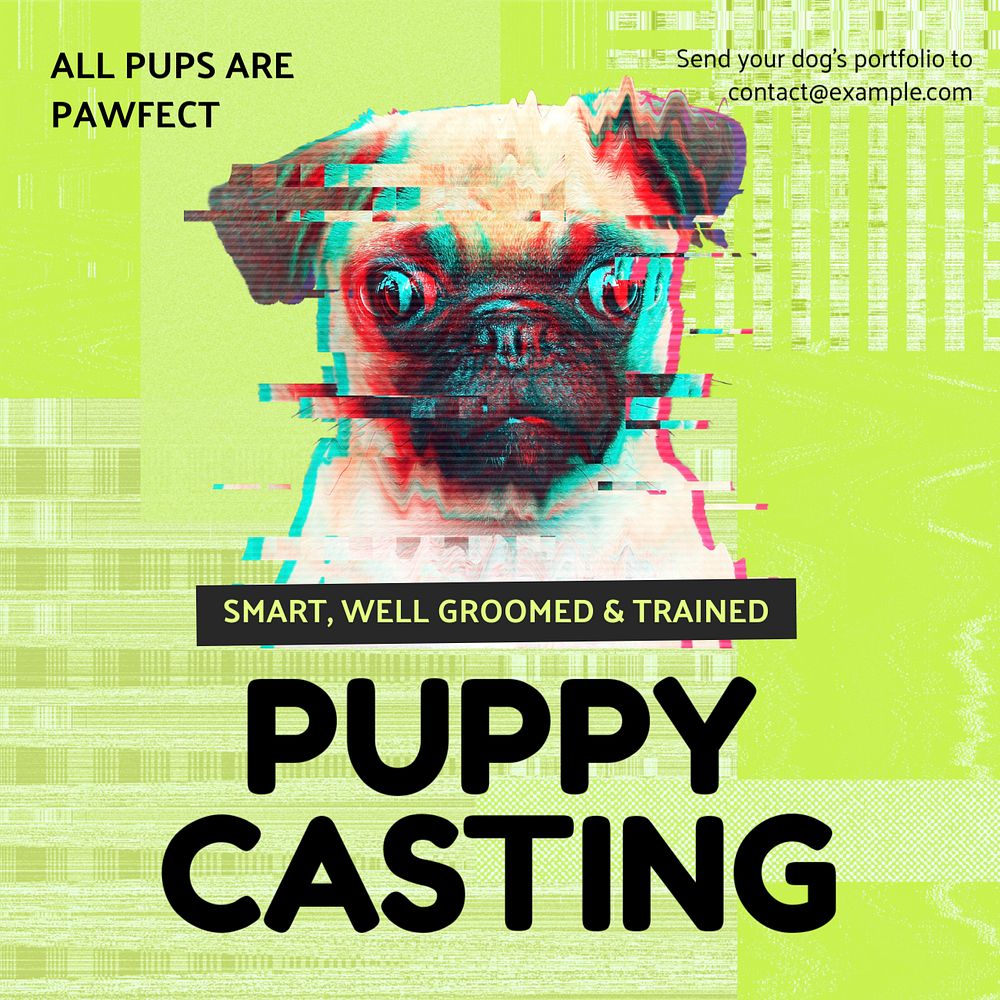 Puppy casting Instagram post template, editable design