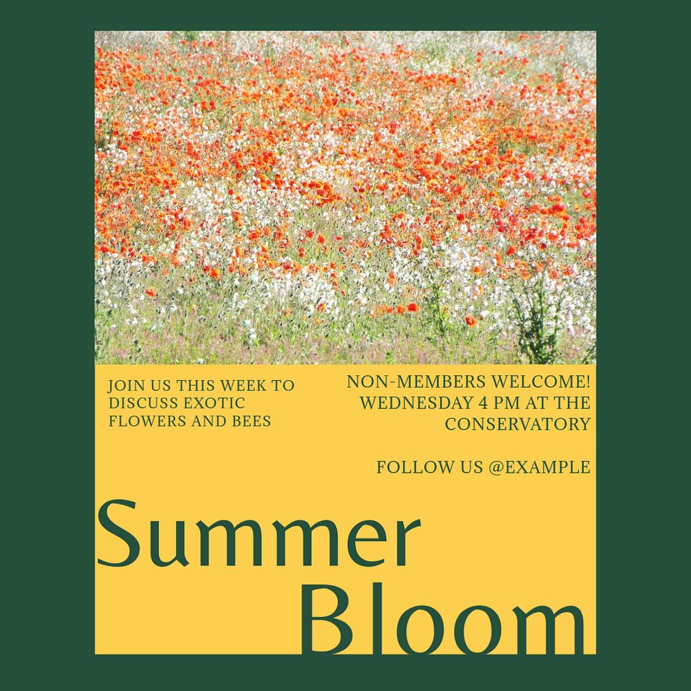 Summer bloom Facebook post template, editable social media ad