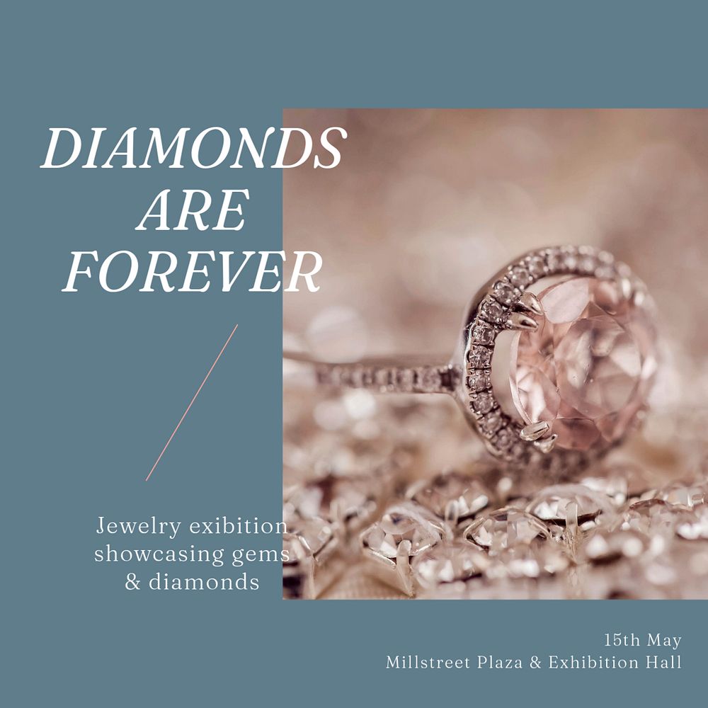 Diamonds are forever Facebook post template, editable social media ad