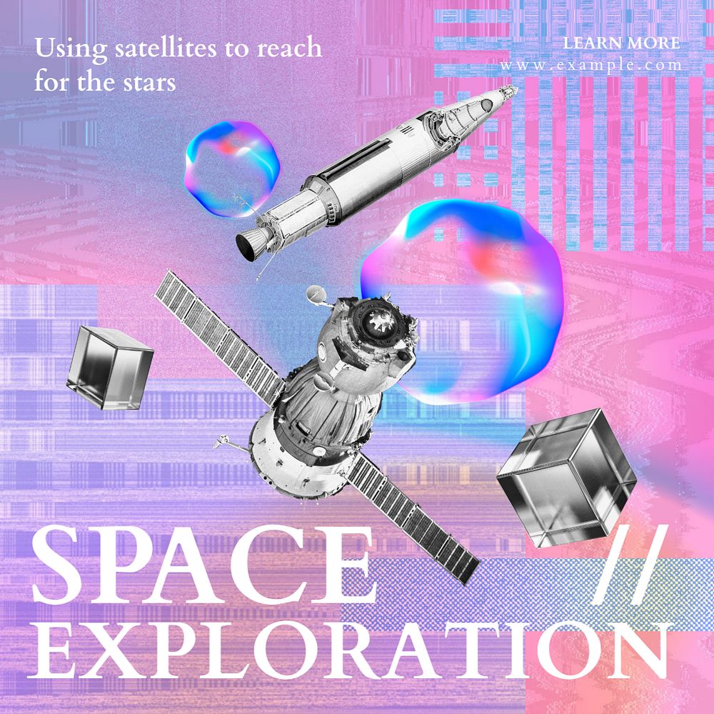 Satellite technology Instagram post template, editable text