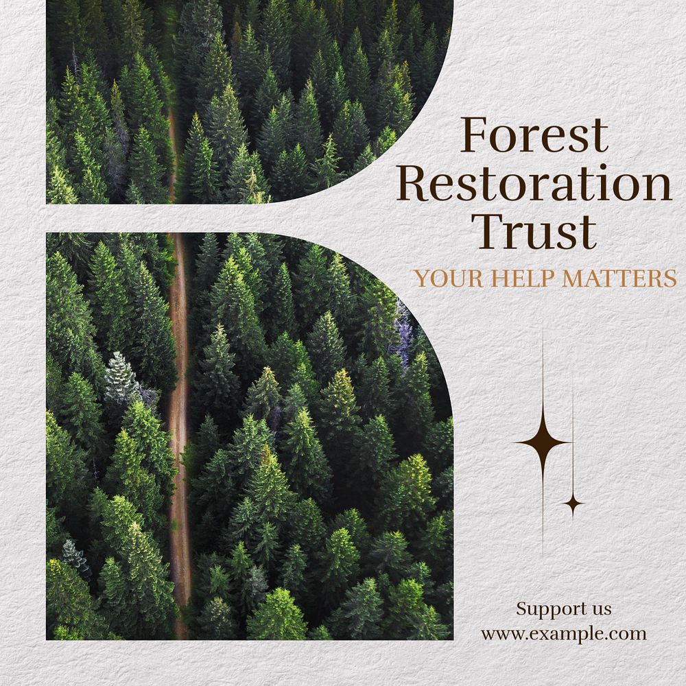 Forest restoration trust Facebook post template, editable social media ad