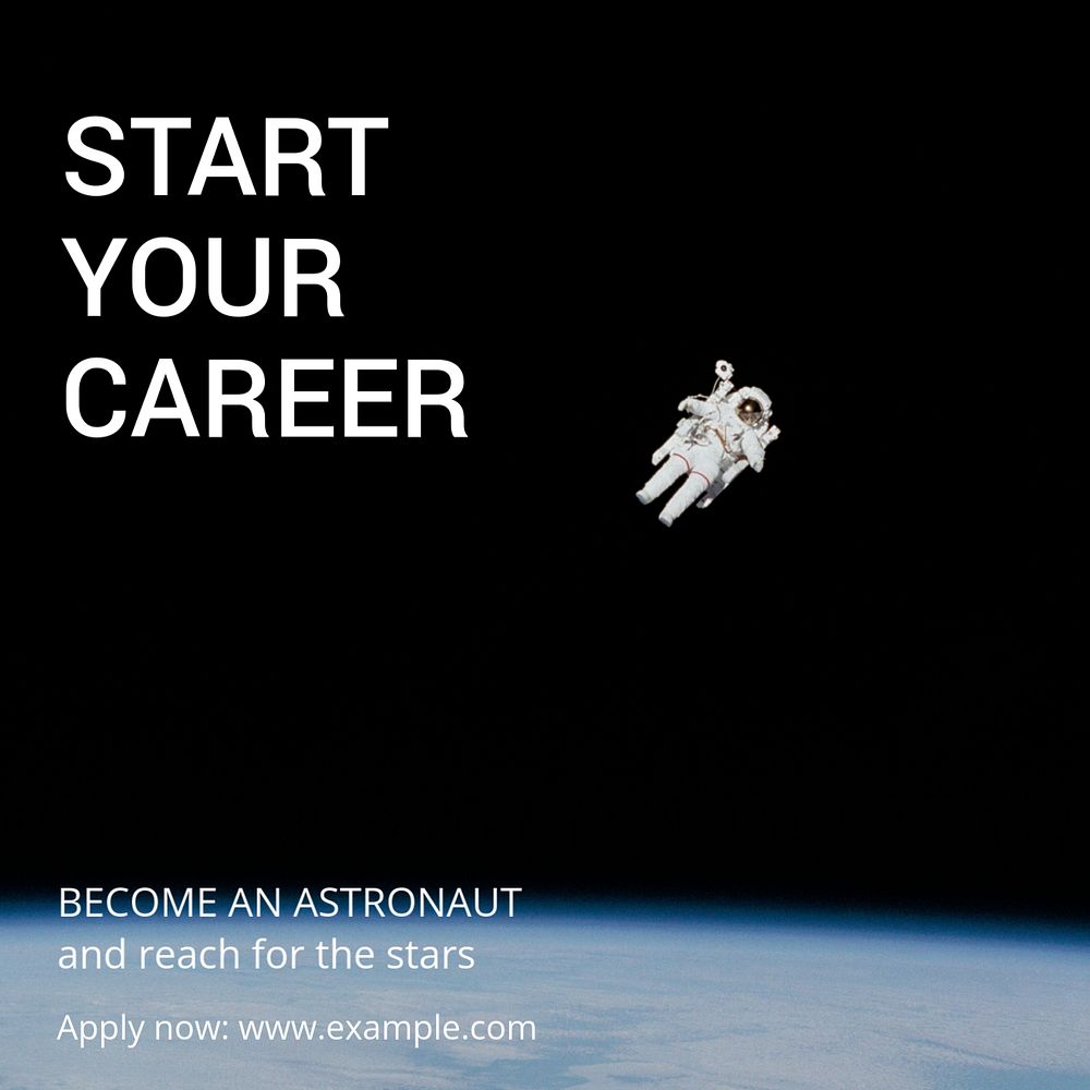 Start your career Instagram post template, editable text