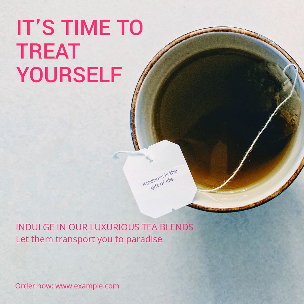 Tea blends Instagram post template, editable text