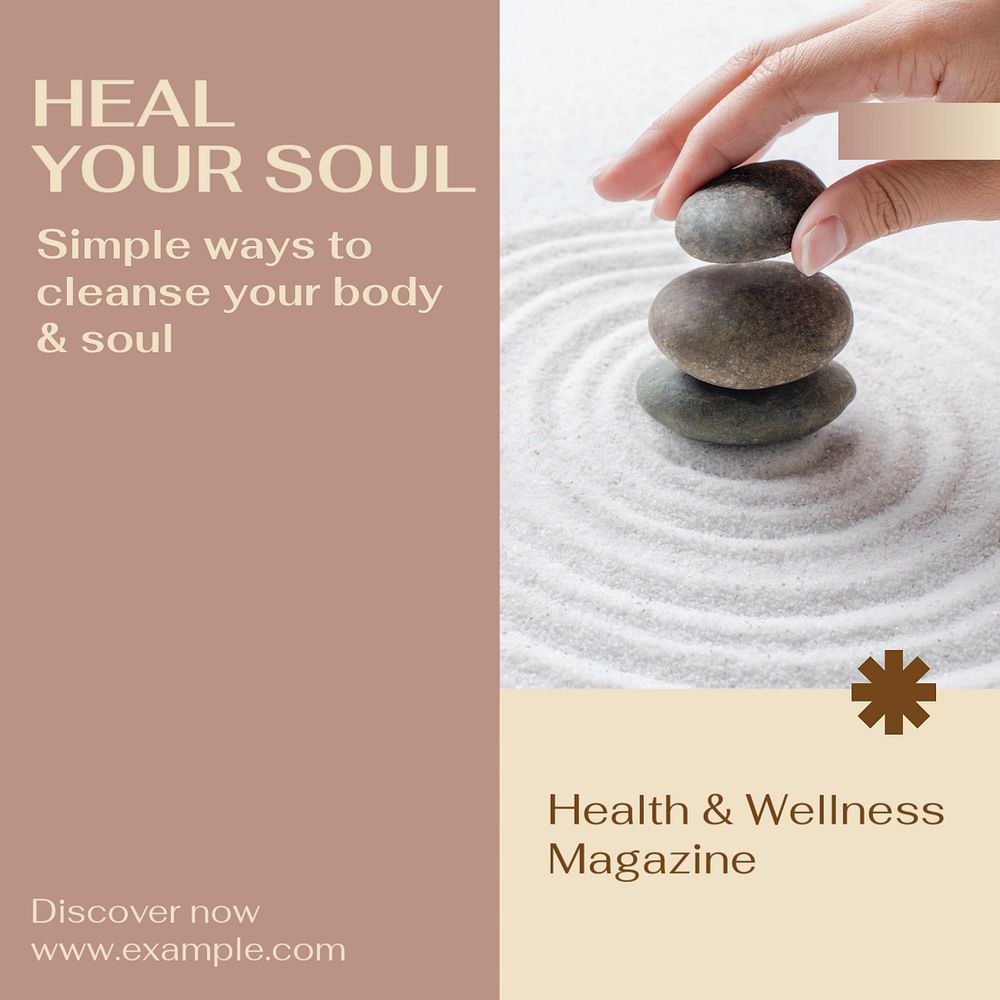 Heal your soul Instagram post template, editable design