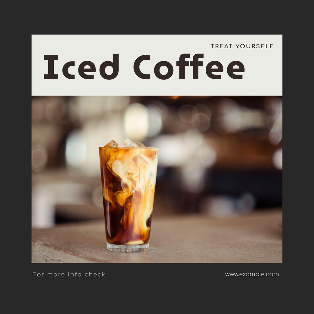 Iced coffee Facebook post template, editable social media ad