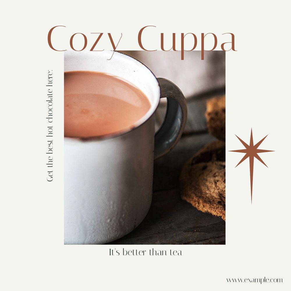 Hot chocolate party Facebook post template, editable social media ad