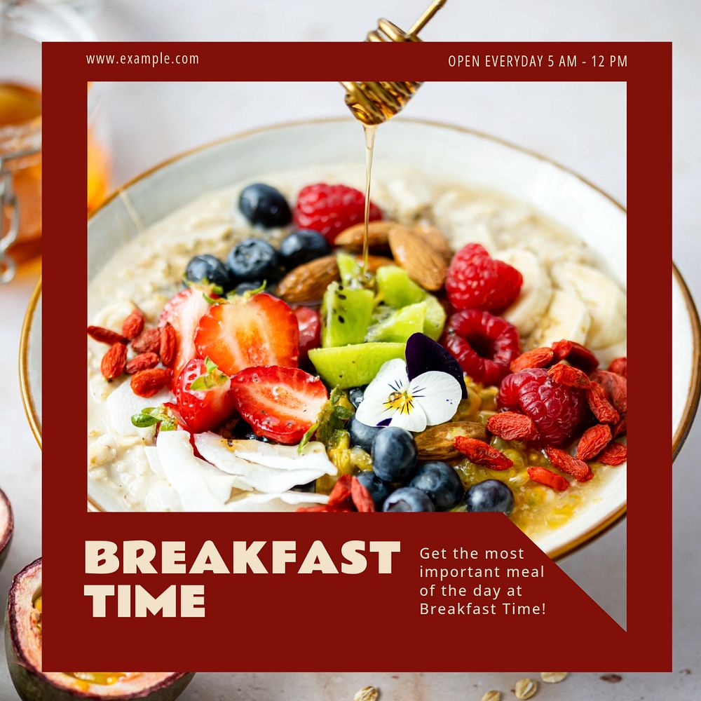 Breakfast time Instagram post template, editable design