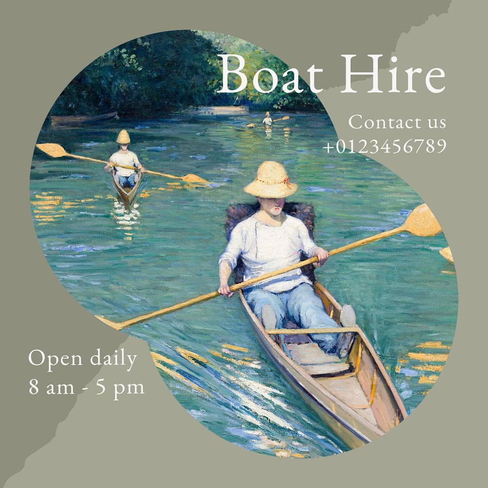 Boat hire Facebook post template, editable social media ad