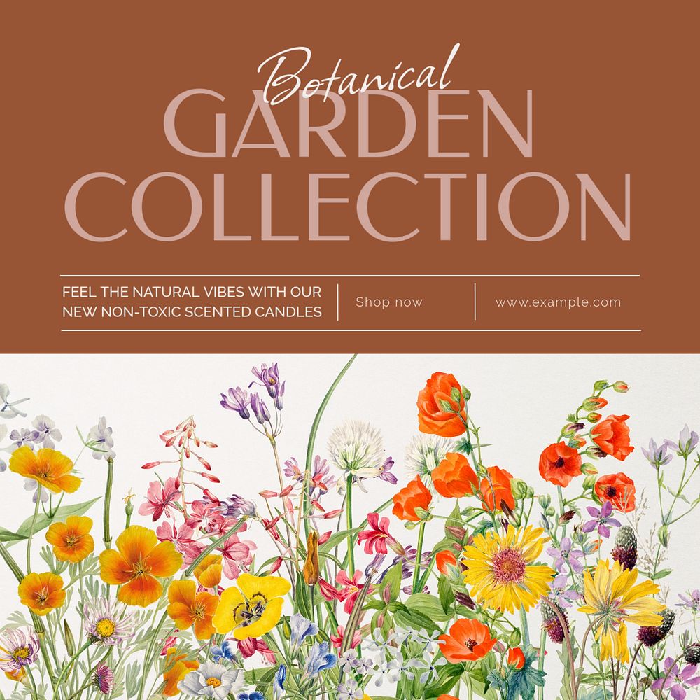 Botanical garden collection Facebook post template, editable social media ad