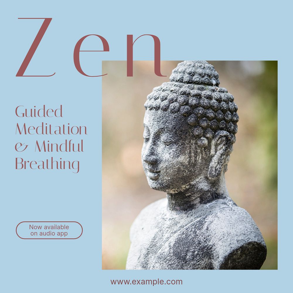 Zen meditation Facebook post template, editable social media ad