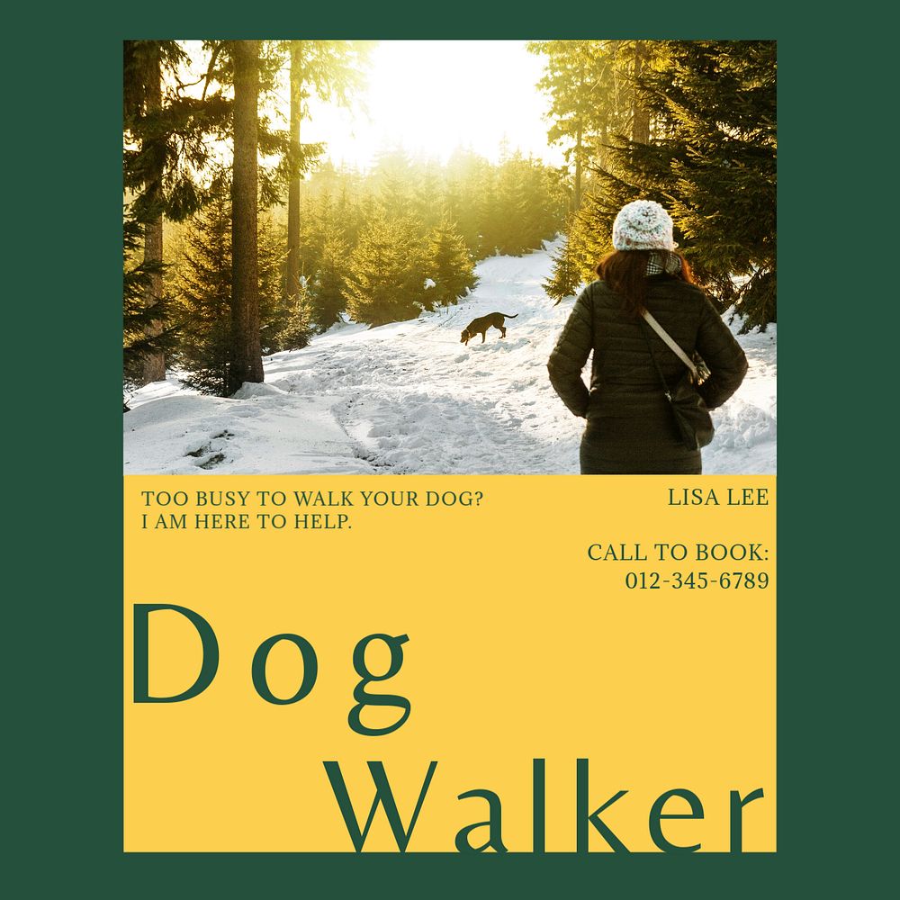 Dog walker Facebook post template, editable social media ad