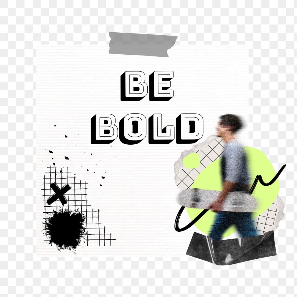 Be bold note element png, editable ripped paper collage remix design