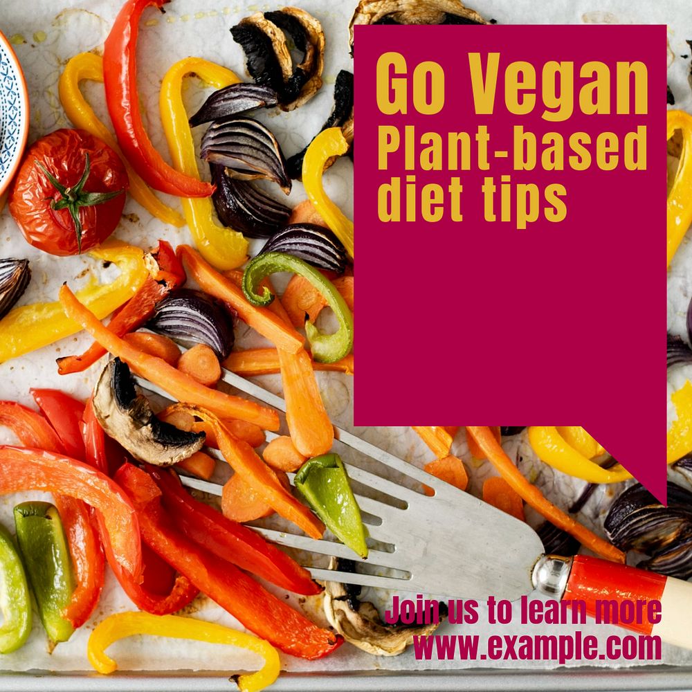 Plant-based vegan diet Instagram post template, editable design