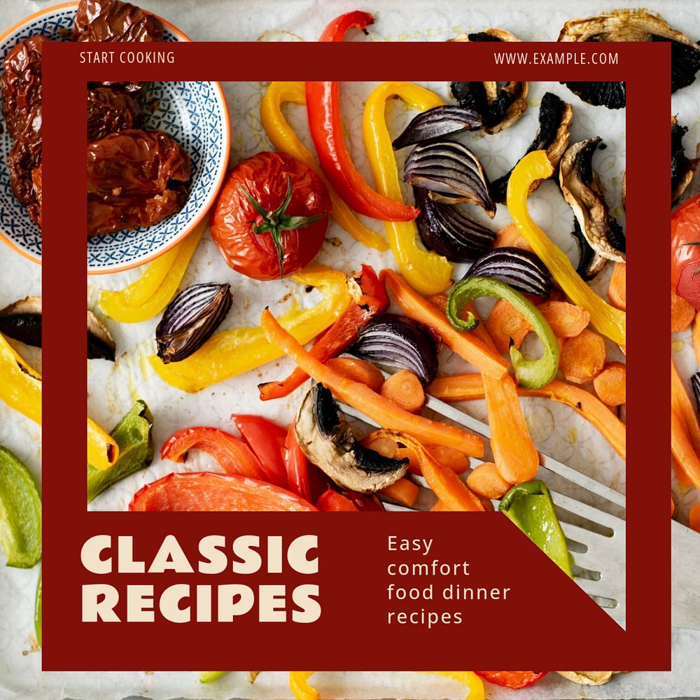 Food recipes blog Instagram post template, editable design