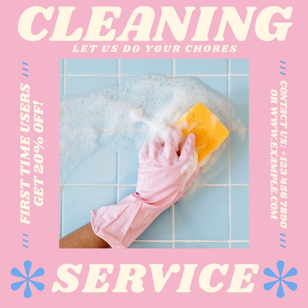 Cleaning service Instagram post template, editable design