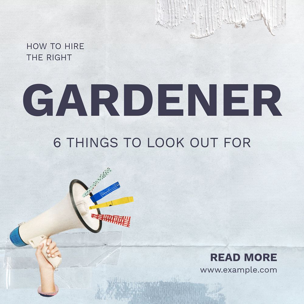 Gardener hiring Facebook post template, editable design