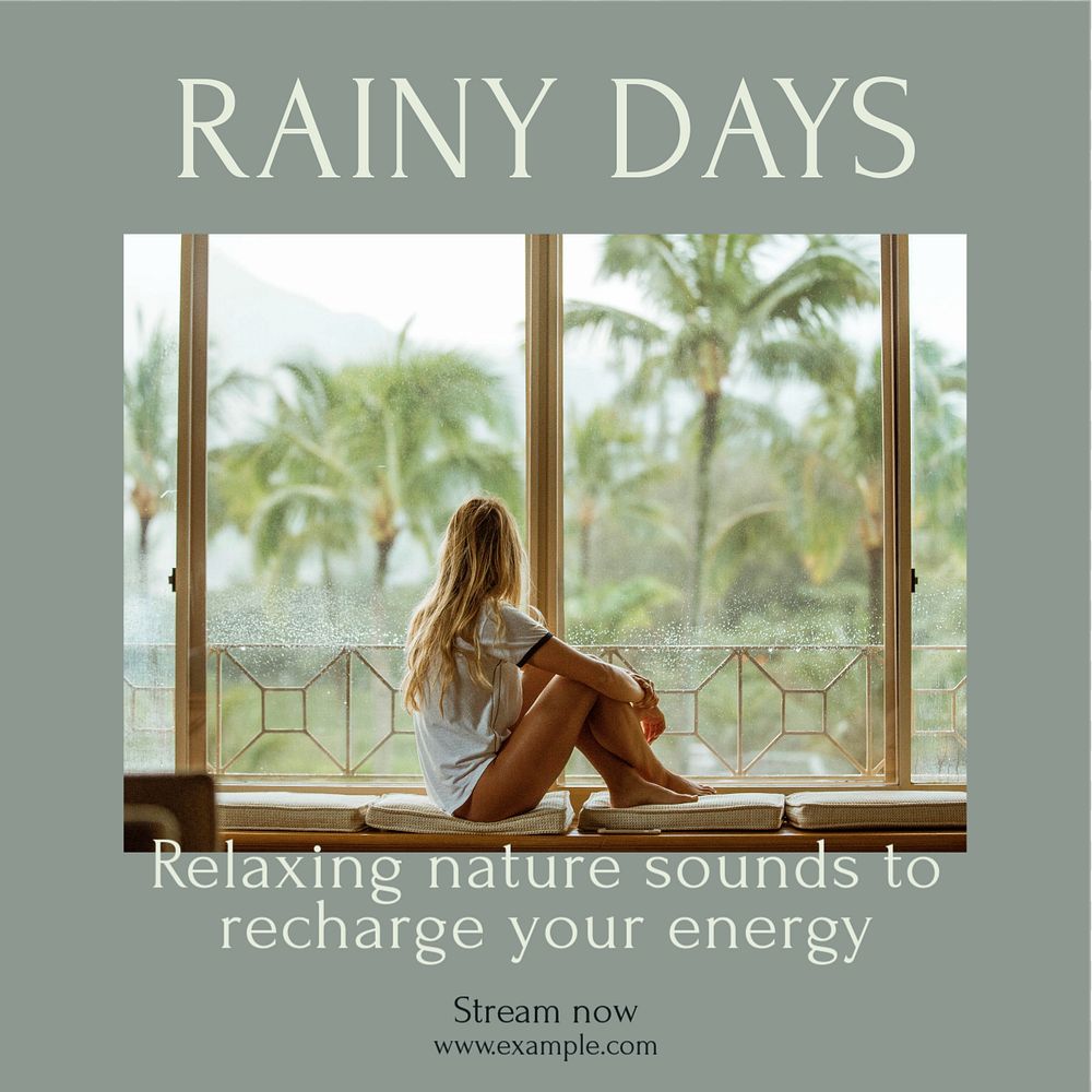 Rainy days Facebook post template, editable social media ad