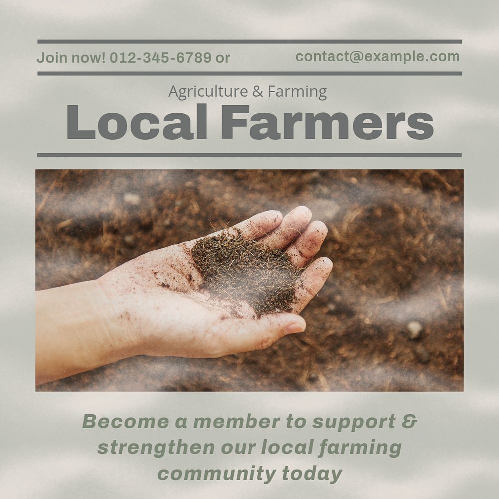 Local farmers community Instagram post template, editable design