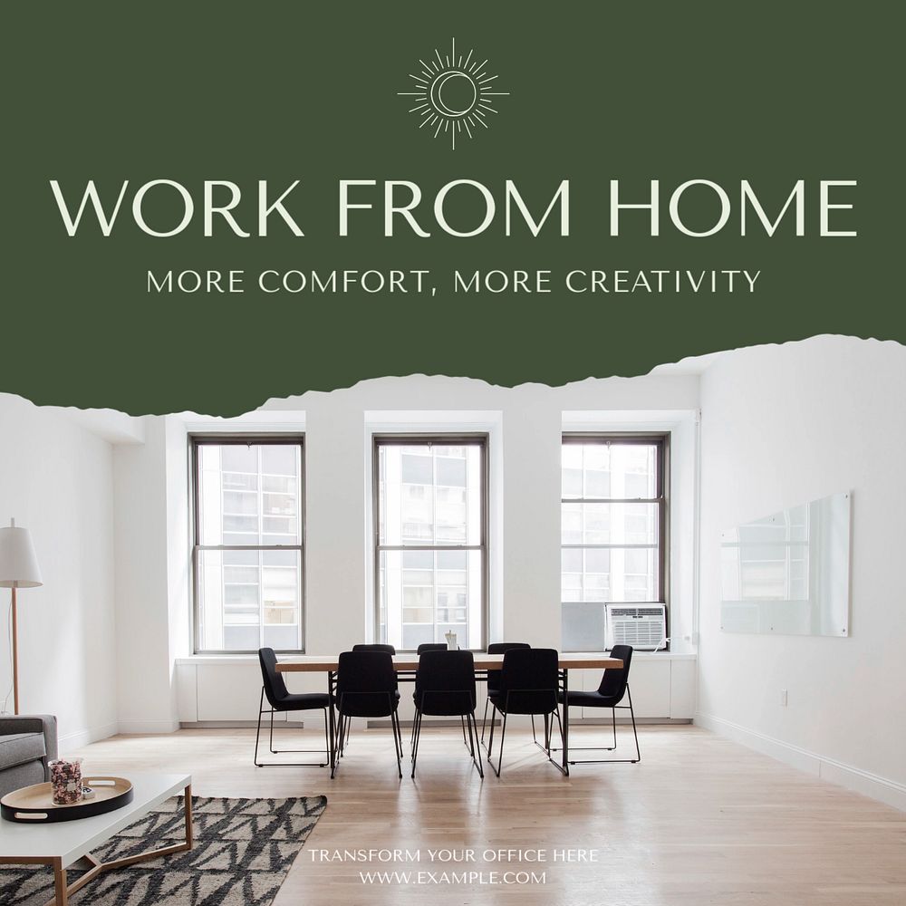 Work from home Facebook post template, editable social media ad