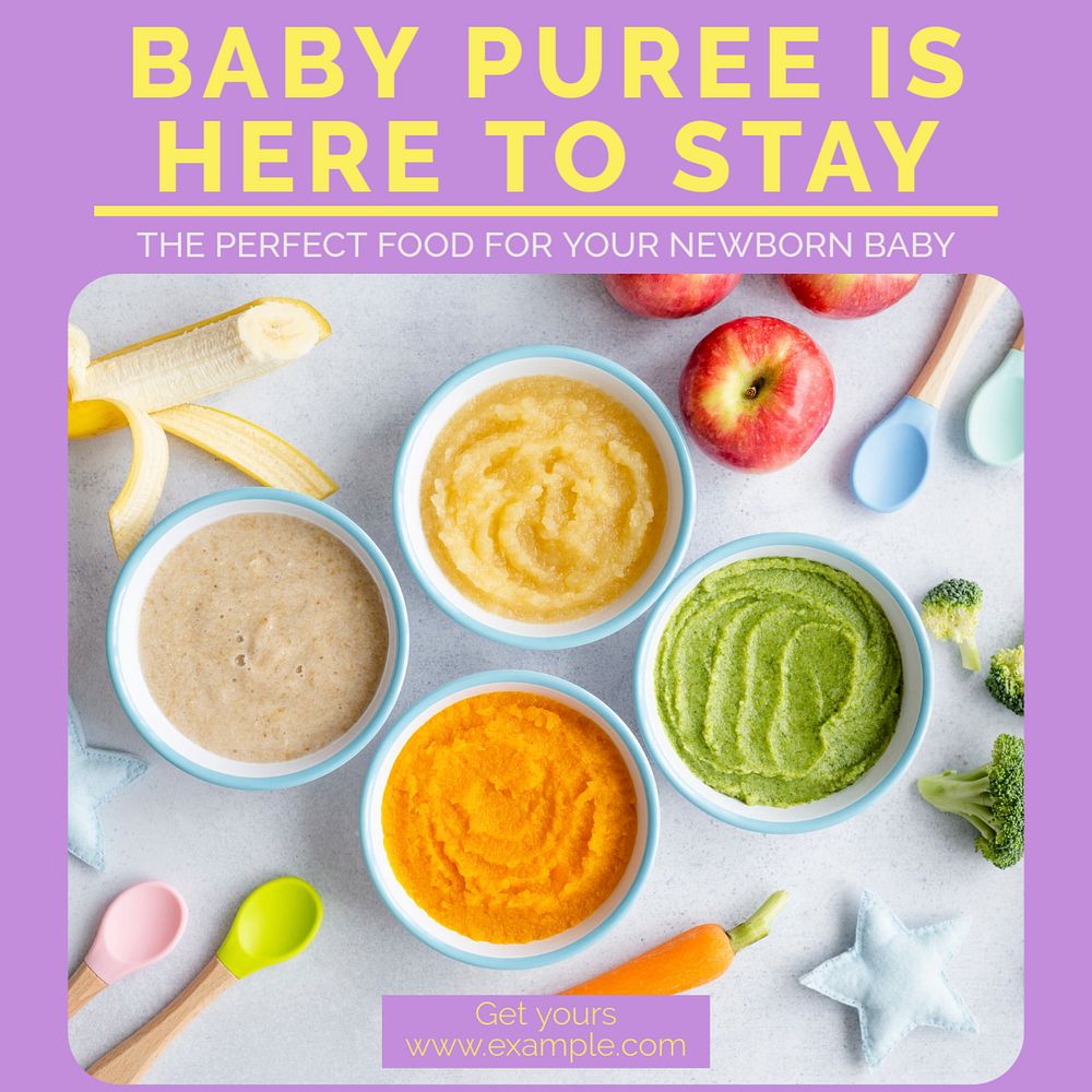 Baby puree Instagram post template, editable design