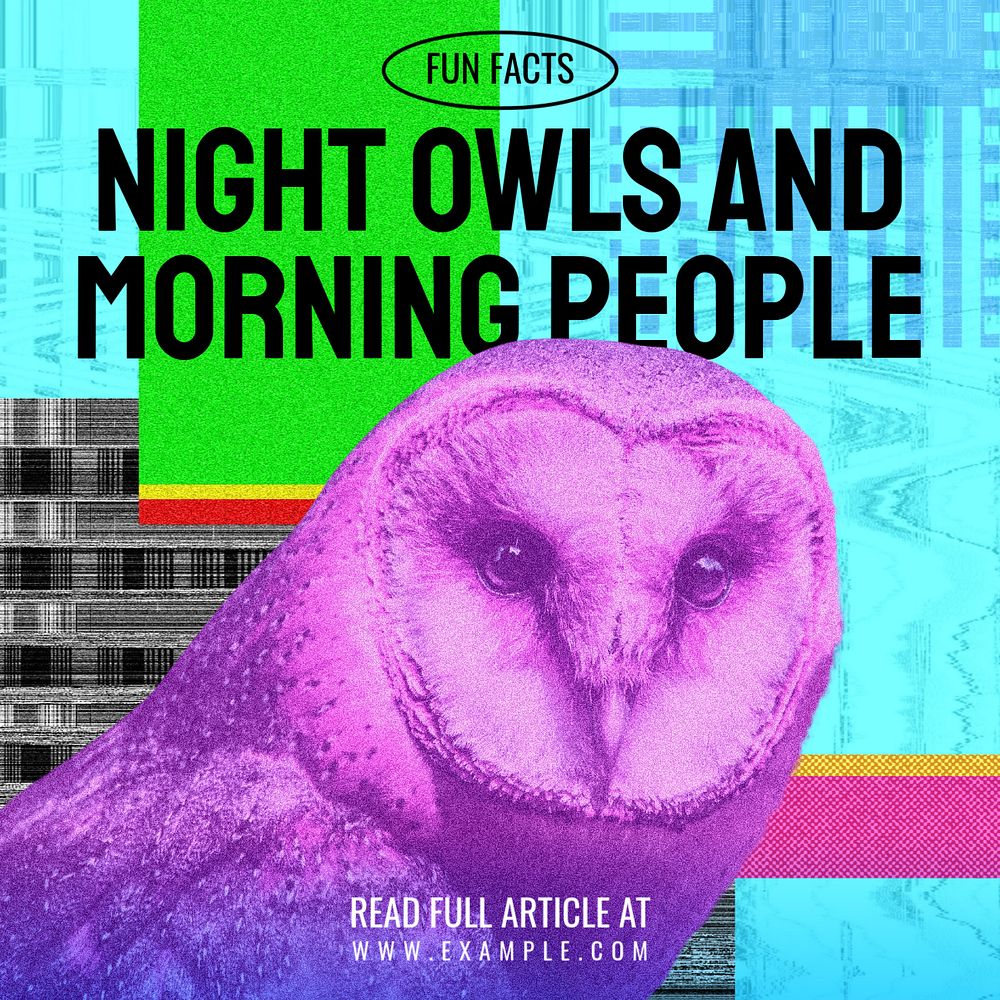 Night owls Instagram post template, editable design