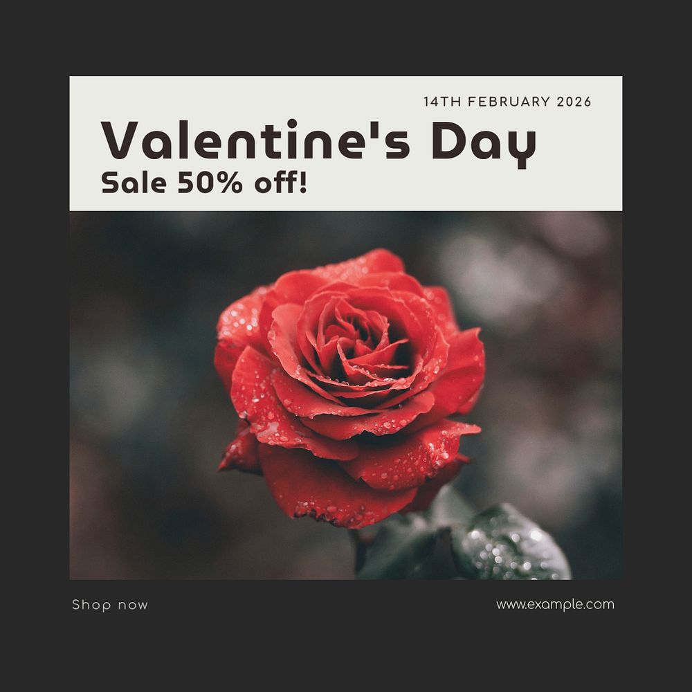 Valentine's day sale Facebook post template, editable social media ad